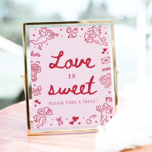 Roze Hand Getekende Moderne Valentijnsdag Liefde i Poster