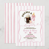 Roze Hand getrokken Brouwen & Luiers Meisje Baby s Kaart (Voorkant / Achterkant)