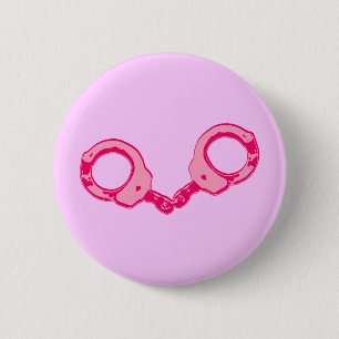 Roze handboeien ronde button 5,7 cm
