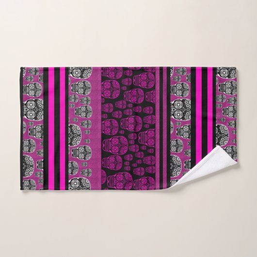 Roze handdoekjes en strips bad handdoek (Handdoek)