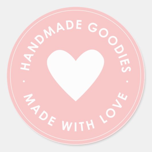 Roze Handgemaakte Goodies Sticker (Voorkant)