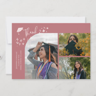 Roze Handgeschreven Bedankt Multi Foto Aankondiging