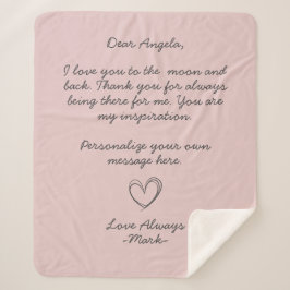 Roze handgeschreven liefdesbrief of bericht sherpa deken