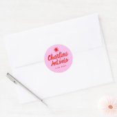 Roze Handgeschreven RetroTrouw Rechthoekige Sticke Ronde Sticker (Envelop)