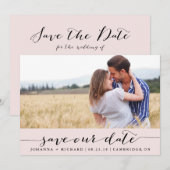 Roze handgeschreven script save the date-aankondig date (Voorkant / Achterkant)