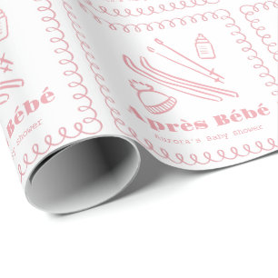 Roze handgetekende après bébé-Baby shower Cadeaupapier