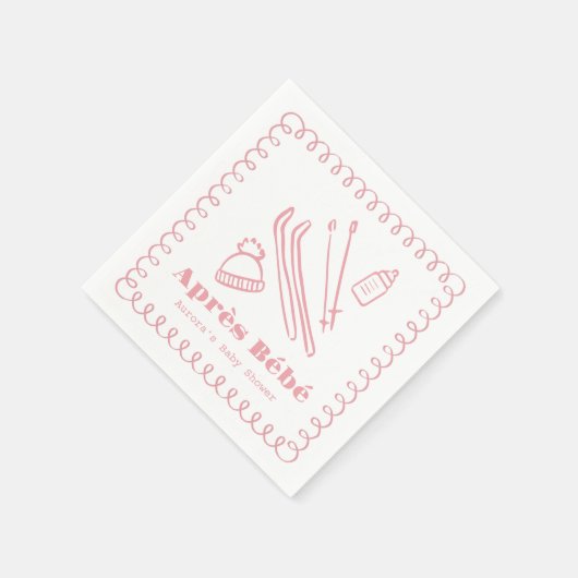 Roze handgetekende après bébé meisje Baby shower Servet (Hoek)