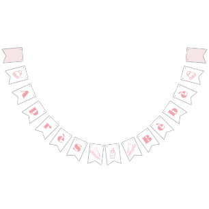 Roze Handgetekende Après Bébé Meisje Baby Shower Vlaggetjes