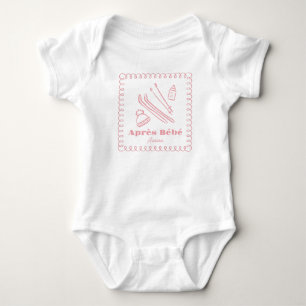 Roze handgetekende après bébé meisje winterski romper