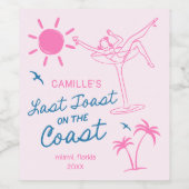 Roze handgetekende Beach Bachelorette Wijn Etiket (Enkel label)