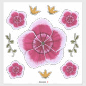  roze handgetekende botanische bloem sticker (Vel)