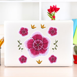 roze handgetekende botanische bloem sticker