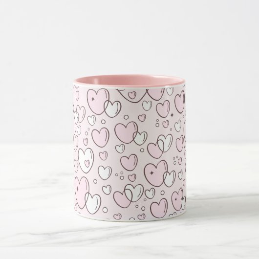 roze handgetekende bubbelsteentjes Valentijn Mok (Midden)