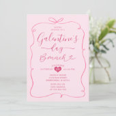 Roze handgetekende Conquette Galentine's Day Brunc Kaart (Staand voorkant)