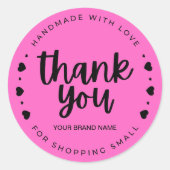 ROZE HANDMAKING MET LIEFDE DANK U STICKERS (Voorkant)