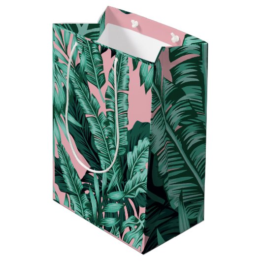 Roze handpalm afdrukken medium cadeauzakje (Achterkant Gekanteld)