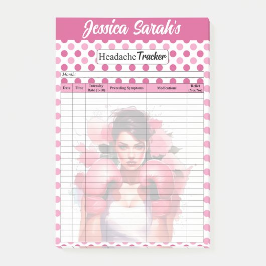 Roze Handschoenen Borstkanker_ Hoofdpijn Tracker Post-it® Notes (Voorkant)