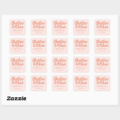 Roze handschrift RetroWedding Rechthoekige Sticker (Vel)