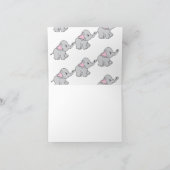 Roze handtekening Elephant Pattern Cartoon Bedankkaart (Binnen)