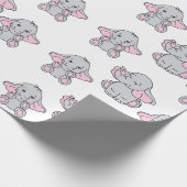 Roze handtekening Elephant Pattern Cartoon Cadeaupapier (Hoek)