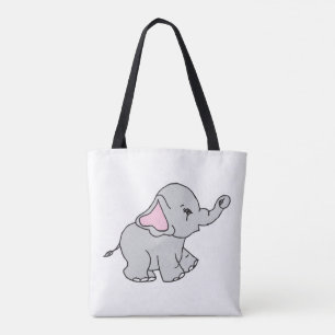 Roze handtekening Elephant Pattern Cartoon Draagtas