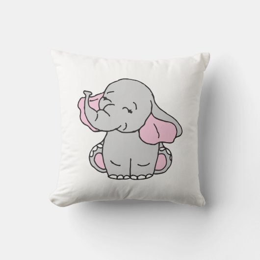 Roze handtekening Elephant Pattern Cartoon Kussen (Voorkant)