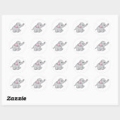 Roze handtekening Elephant Pattern Cartoon Ronde Sticker (Vel)