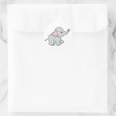 Roze handtekening Elephant Pattern Cartoon Ronde Sticker (Tas)
