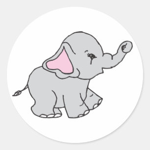 Roze handtekening Elephant Pattern Cartoon Ronde Sticker