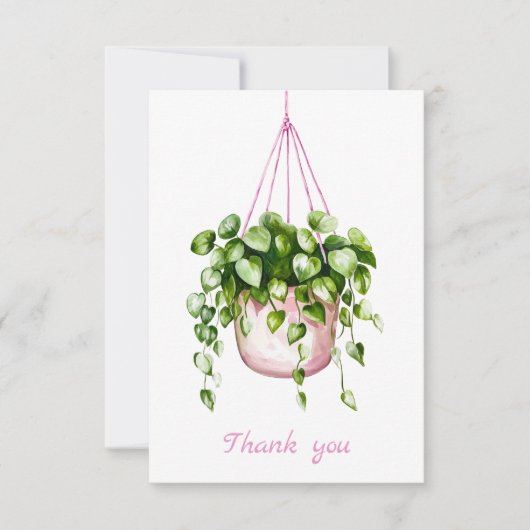Roze Hanging Basket Greenery Waterverf Bedankt (Voorkant)