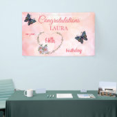 roze Happy 68th Birthday Spandoek (Beurs)