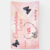 roze Happy 68th Birthday Spandoek (Verticaal)