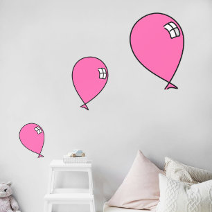 Roze Happy Balloons drie maten raam vastklampen Raamsticker