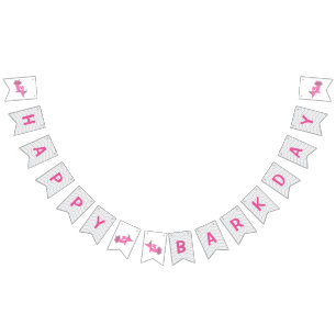 Roze Happy Barkday Bunting Banner Wiener Dog