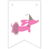 Roze Happy Barkday Bunting Banner Wiener Dog (Eerste vlag)