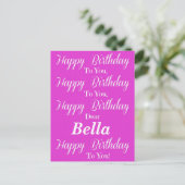Roze Happy Birthday Briefkaart (Staand voorkant)