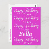 Roze Happy Birthday Briefkaart (Voorkant / Achterkant)
