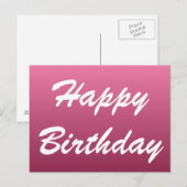 Roze Happy Birthday Briefkaart (Voorkant / Achterkant)