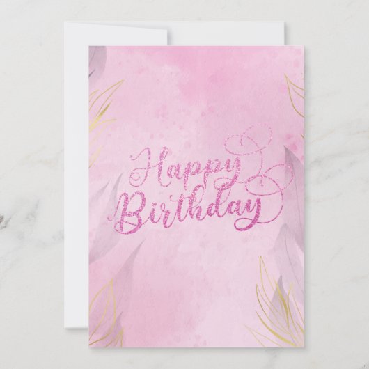 Roze Happy Birthday Custom Foto Flat Kaart (Achterkant)
