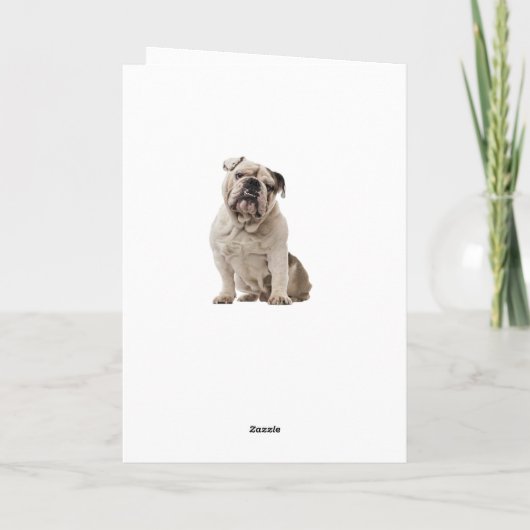 Roze Happy Birthday Engelse Bulldog Puppy Dog Kaar Kaart (Achterkant)