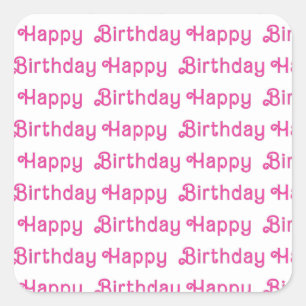 Roze Happy Birthday-feestborden Vierkante Sticker