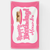 Roze Happy Birthday Pancakes Spandoek (Verticaal)