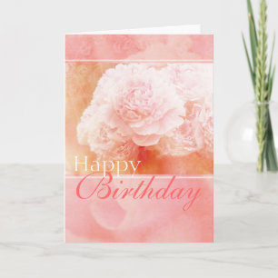 roze Happy Birthday Peonies-kaart Kaart