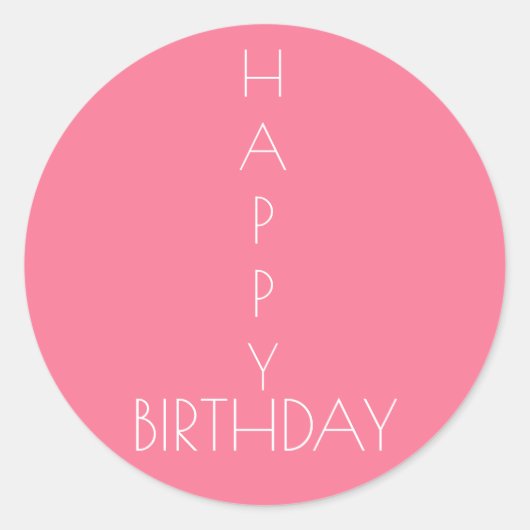 Roze Happy Birthday Sticker (Voorkant)