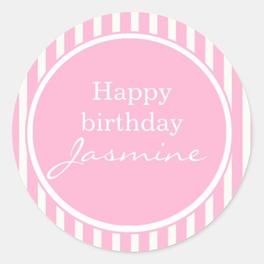 Roze Happy Birthday Sticker (Voorkant)