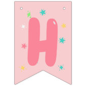 Roze Happy Birthday Unicorn Dabbing Vlaggetjes (Tweede vlag)