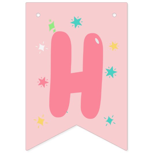 Roze Happy Birthday Unicorn Dabbing Vlaggetjes (Tweede vlag)