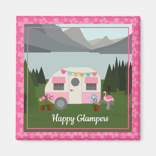Roze Happy Camper Glampers Magnet Magneet