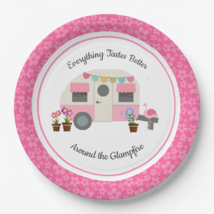 Roze Happy Glamper Party Paper-Bord Papieren Bordje