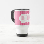 Roze Happy Ice Cream Stripes Monogram Fun Reisbeker (Voorkant links)